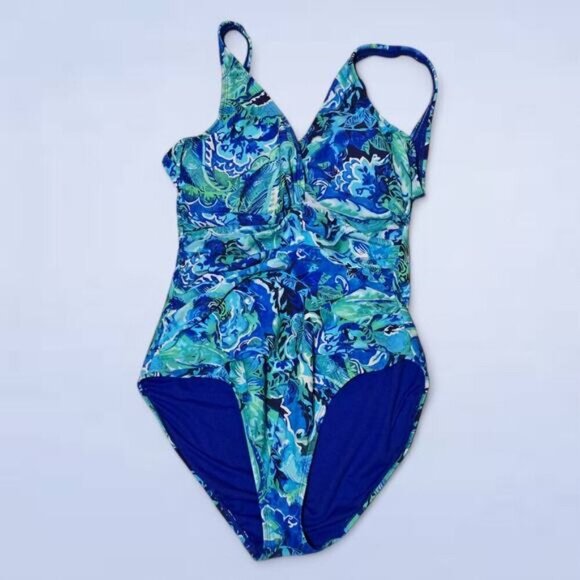 Lauren‎ Ralph Lauren Women Bandana Paisley Surplice One-Piece - Size Large - Picture 1 of 6